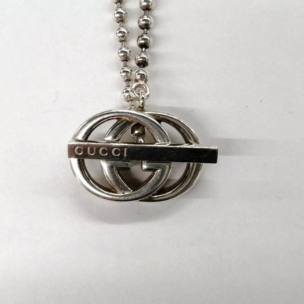 Gucci GG Logo Interlocking 925 Silver Ballchain Necklace , box/Dustbag/Pamphlet - Picture 9 of 15